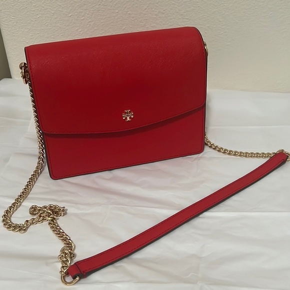 Tory Burch red bag with gold chain - Picture 1 of 5